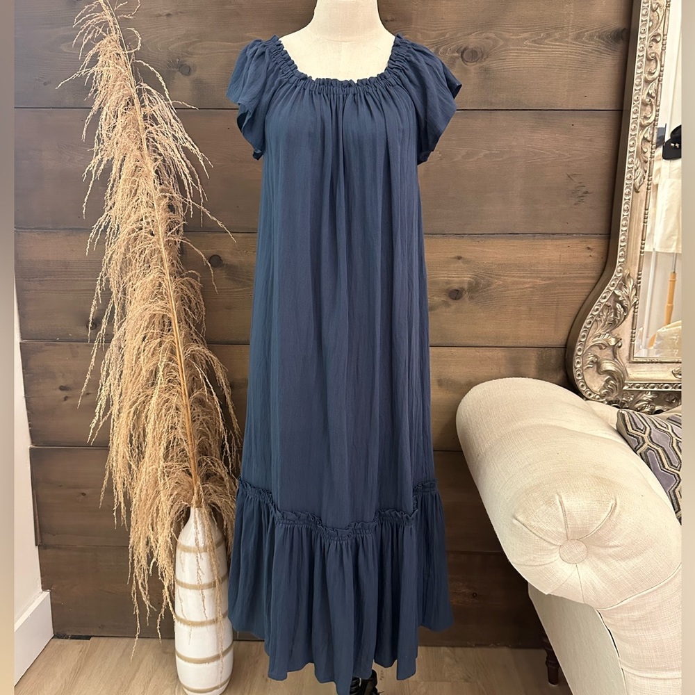 Navy Lightweight Boho Midi Dress
